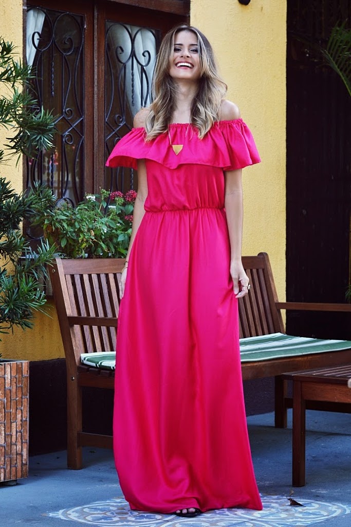 vestido longo pink