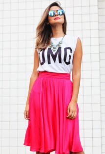 Look do dia: Saia Midi Pink